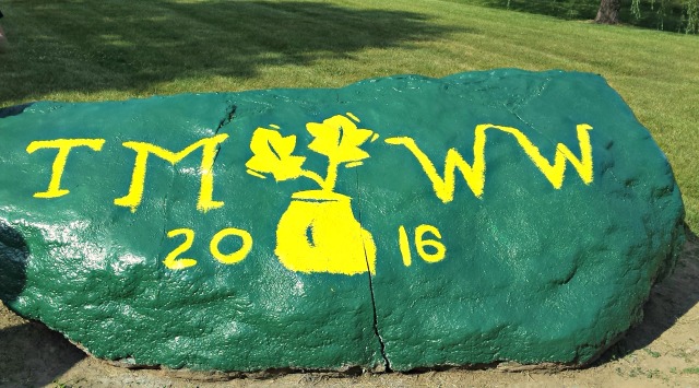 The Hollins Rock, constantly painted to commemorate special events.